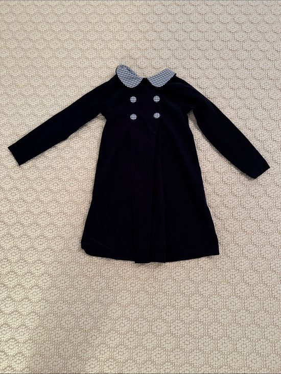 The Bailey Boys Other - NBW Navy Corduroy Long Sleeve Dress with Gingham Collar
